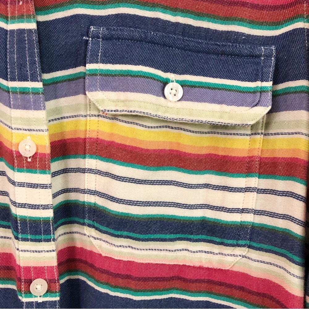 Vintage | Multi Color Stripe Long Sleeve Shirt Western Southwestern Medium - Picture 3 of 11